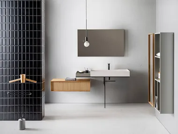 ELEMENT 111 - Wall-mounted composite material washbasin with towel rail by Pirovano - view 2