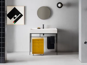 ELEMENT 121 - Bathroom composition with washbasin console, mirror and chest of drawers by Pirovano - view 2