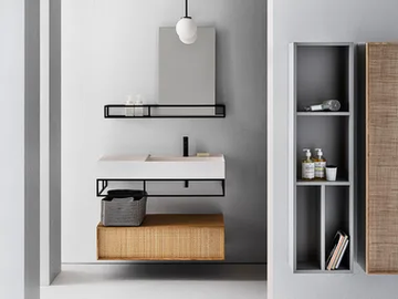ELEMENT 124 - Rectangular wall-mounted washbasin with towel rail by Pirovano - view 2