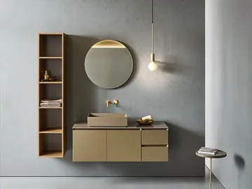 FLAMINGO 103 - Bathroom composition with washbasin, column and mirror by Pirovano - view 2