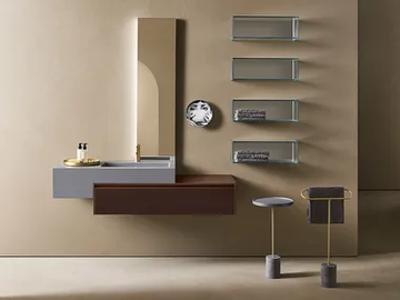 MIDI 104 - Wall-mounted single vanity unit with integrated washbasin by Pirovano - view 2