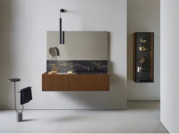 MILLENNIUM LARGE - Wall-mounted wooden and porcelain stoneware vanity unit with integrated washbasin by Pirovano - view 2