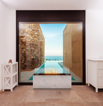 CALACATTA BOX - Open bioethanol freestanding Dekton® fireplace by Planika - view 3
