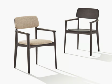 CURVE - Elm chair with armrests by Poliform - view 2