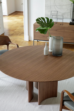 ALAN - Round table in canaletta walnut by Porada - view 3
