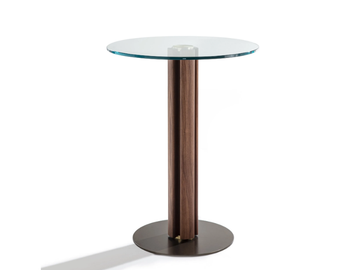 QUADRIFOGLIO BISTROT - High table in canaletta walnut and glass top by Porada - view 2