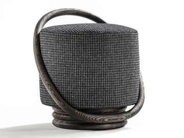 SMILE - Upholstered round fabric pouf by Porada - view 2