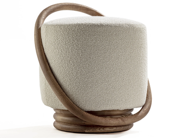 SMILE - Upholstered round fabric pouf by Porada - view 3