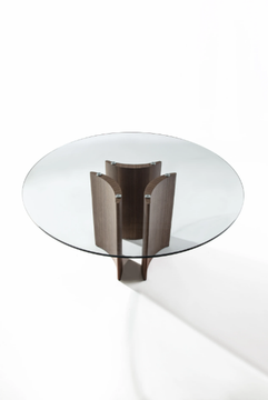 ALAN - Round crystal table and canaletta walnut base by Porada - view 3