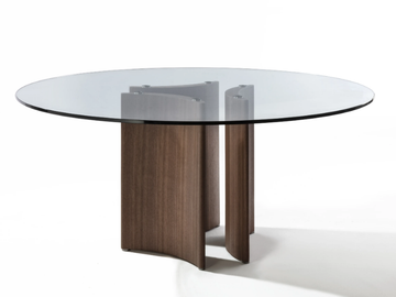 ALAN - Round crystal table and canaletta walnut base by Porada - view 2
