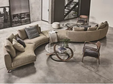 ÉTIENNE - Curved fabric sofa by Porada - view 2