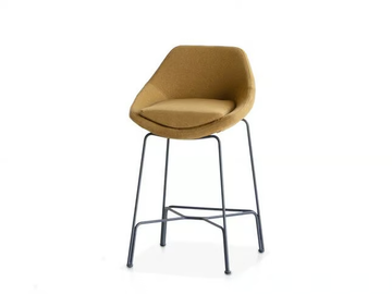 CUT 910/SI - High fabric stool with removable cover with back by Potocco - view 2