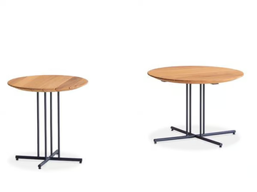 GRAPHIC 955/TBC-40-OUT / 60-OUT / 80-OUT - Round iroko and metal garden side table by Potocco - view 2