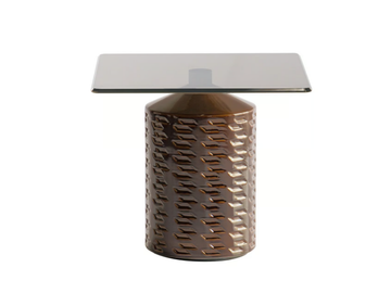 HISHI 871/TBQ-OUT / 871/THQ-OUT - Square ceramic garden side table with glass top by Potocco - view 2