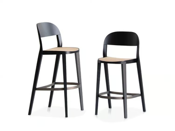 MINIMA 949/SC - High Vienna straw and ash stool with back by Potocco - view 3