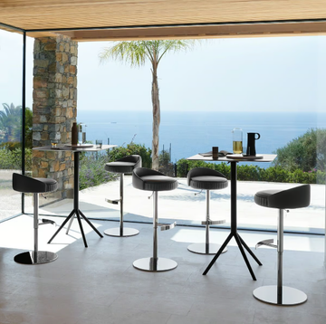 PLISSÉ 929/A-GAS - Swivel leather stool with gas lift by Potocco - view 3