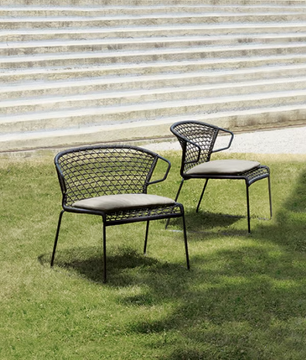 VELA 698/LP - Garden sled base nautical rope armchair with armrests by Potocco - view 3