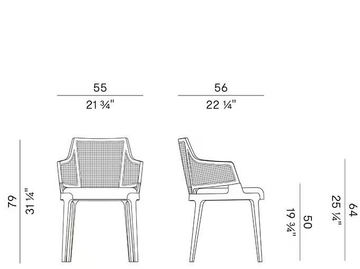 VELIS CANE 942/PBCC - Natural cane and fabric chair with armrests and integrated cushion by Potocco - view 3
