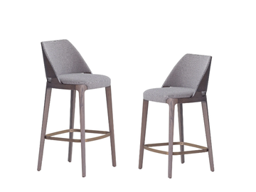 VELIS WOOD 942/AW - High upholstered fabric stool with footrest by Potocco - view 3