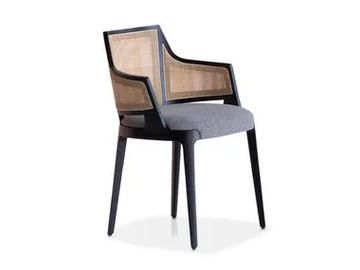 VELIS CANE 942/PBCC - Natural cane and fabric chair with armrests and integrated cushion by Potocco - view 2
