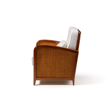 CAPRICCI - Upholstered fabric and wooden armchair with armrests by Prestige - view 3