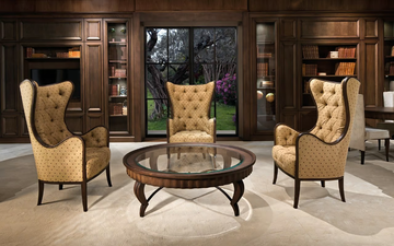 GRAN DUCA - Tufted fabric armchair with armrests by Prestige - view 3
