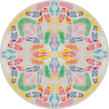 LET'S DANCE HUMAN TRACES - Patterned round rug by Qeeboo - view 3