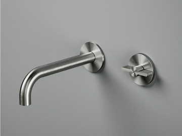 VALVOLA01 19 11 - Wall-mounted hydroprogressive stainless steel washbasin mixer by Quadrodesign - view 2