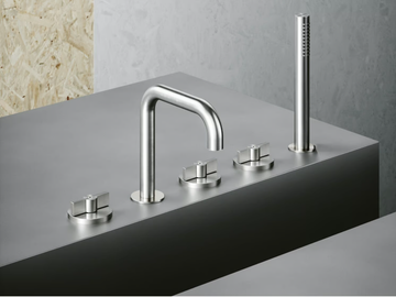 VALVOLA01 19 98 - Hydroprogressive stainless steel bathtub set with hand shower by Quadrodesign - view 2