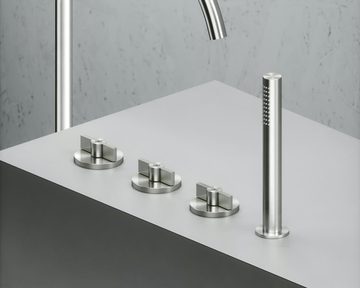 VALVOLA01 19 99 - Hydroprogressive stainless steel bathtub tap with hand shower by Quadrodesign - view 2