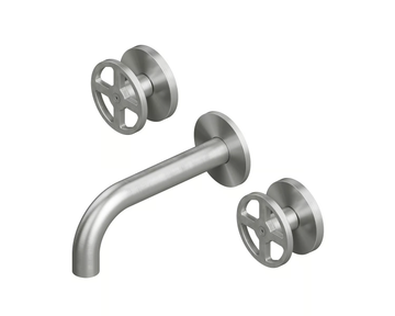 VALVOLA02 20 10V - 3 hole wall-mounted stainless steel washbasin tap by Quadrodesign - view 3