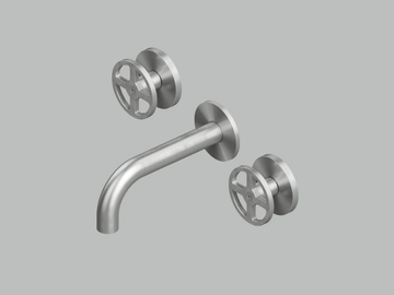 VALVOLA02 20 10V - 3 hole wall-mounted stainless steel washbasin tap by Quadrodesign - view 2