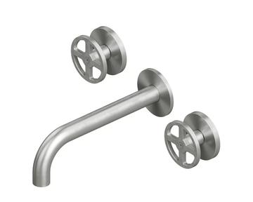 VALVOLA02 20 11V - 3 hole wall-mounted stainless steel washbasin tap by Quadrodesign - view 3