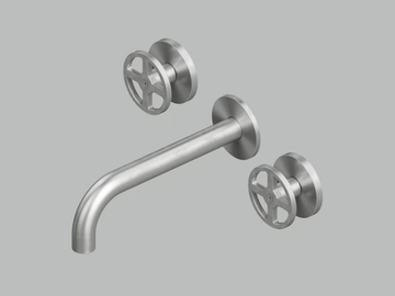 VALVOLA02 20 11V - 3 hole wall-mounted stainless steel washbasin tap by Quadrodesign - view 2
