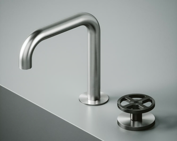 VALVOLA02 20 31 - Hydroprogressive stainless steel washbasin mixer with adjustable spout by Quadrodesign - view 3