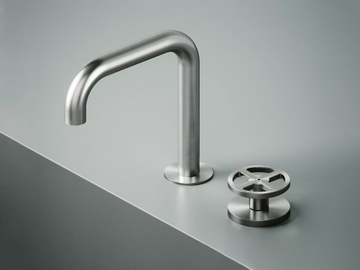 VALVOLA02 20 31 - Hydroprogressive stainless steel washbasin mixer with adjustable spout by Quadrodesign - view 2