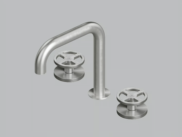 VALVOLA02 20 31V - 3 hole stainless steel washbasin tap with adjustable spout by Quadrodesign - view 2