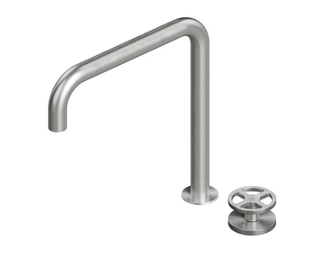 VALVOLA02 20 32 - Hydroprogressive stainless steel washbasin mixer with adjustable spout by Quadrodesign - view 3