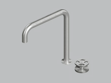 VALVOLA02 20 32 - Hydroprogressive stainless steel washbasin mixer with adjustable spout by Quadrodesign - view 2