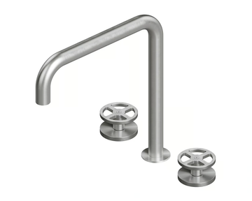 VALVOLA02 20 32V - 3 hole stainless steel washbasin tap with adjustable spout by Quadrodesign - view 3