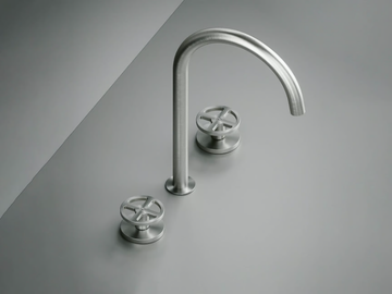 VALVOLA02 20 32V - 3 hole stainless steel washbasin tap with adjustable spout by Quadrodesign - view 2