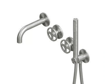VALVOLA02 20 69 - Hydroprogressive stainless steel bathtub set with hand shower by Quadrodesign - view 3