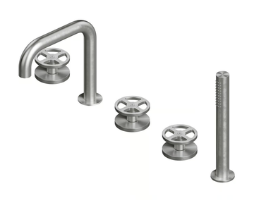 VALVOLA02 20 98 - Hydroprogressive stainless steel bathtub set with hand shower by Quadrodesign - view 3