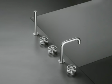 VALVOLA02 20 98 - Hydroprogressive stainless steel bathtub set with hand shower by Quadrodesign - view 2