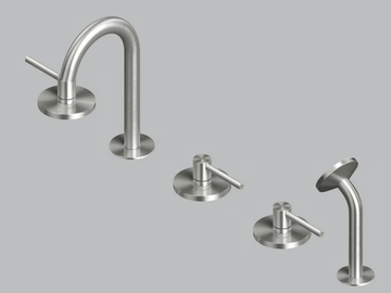 FFQT 21 98 - Deck mounted stainless steel bathtub tap with individual rosettes by Quadrodesign - view 2