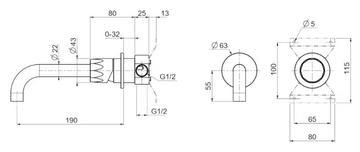 HB 15 13T.00 - Wall-mounted single handle washbasin mixer by Quadrodesign - view 3