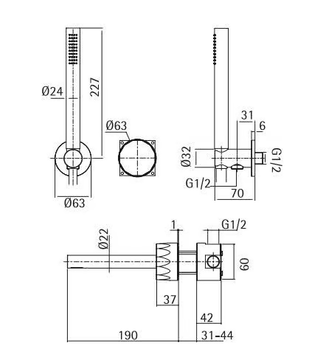 HB 15 69 - Shower mixer with hand shower by Quadrodesign - view 3