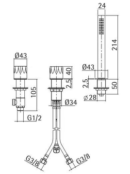 HB 15 97 - Bathtub mixer with hand shower by Quadrodesign - view 3
