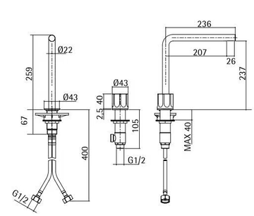 MODO 17 08V - 3 hole washbasin mixer by Quadrodesign - view 3