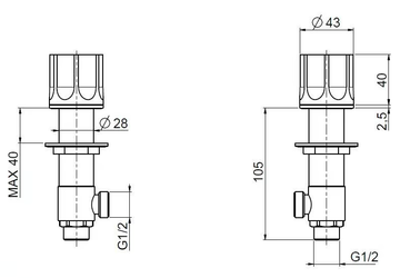MODO 17 52V - Stainless steel deck mounted set of 2 shut-off mixing valves by Quadrodesign - view 3